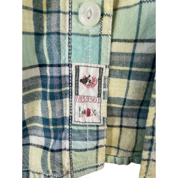 Levi's soft feel Shirt Yellow Green Plaid Men's Small Long Sleeve Cotton Casual - Picture 7 of 11